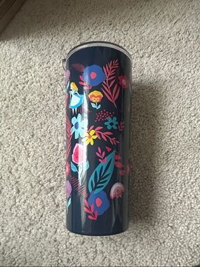 NWT Alice in Wonderland Floral Travel Tumbler - Navy with Multicolor Flowers
